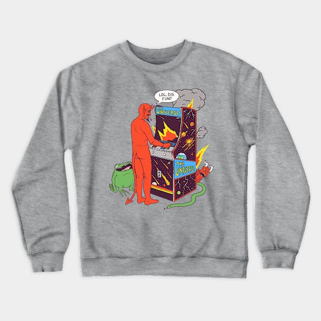 Satan Controlling the Universe Crewneck Sweatshirt by Hillary White Rabbit